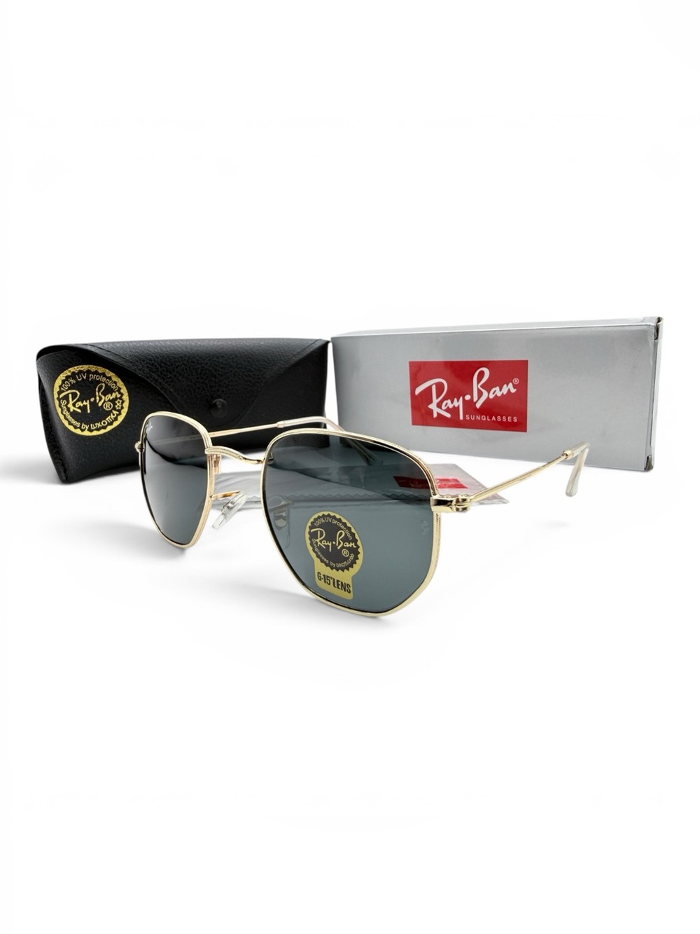 Ray-Ban Gold Frame Sunglasses with Gray G-15 Lenses